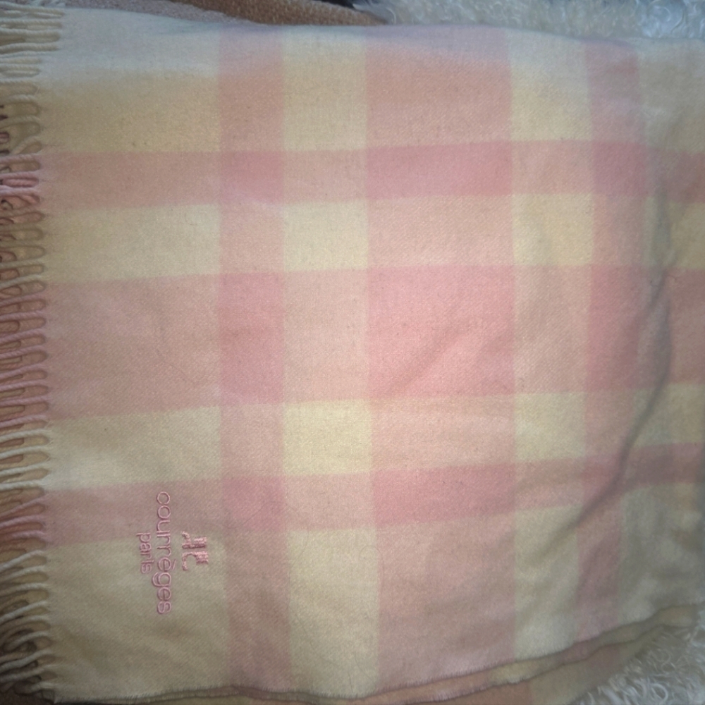 PINK CREAM PLAID COURREGES SCARF